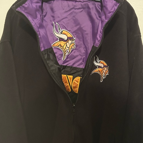Vintage Reversible 90s Minnesota Vikings Jacket Nylon Fleece NFL Embroidered - Picture 8 of 16